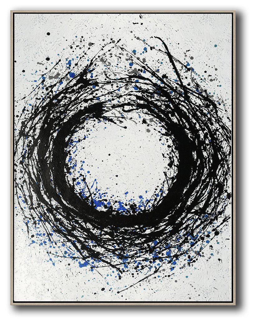 Hand-Painted Black And White Minimal Painting On Canvas - Fine Art Posters Suit Extra Large